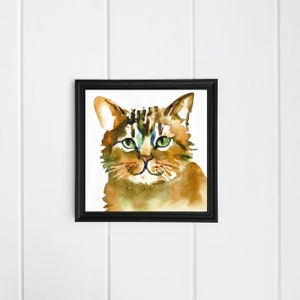 Tabby Cat in Watercolor, Orange cat portrait, Gift for Cat lovers, Orange cat digital download