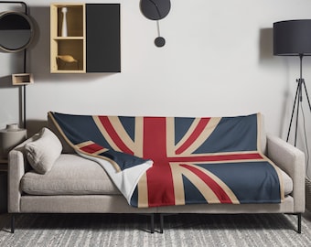 Vintage look Union Jack Throw, Union Jack Blanket, British Flag, United Kingdom Flag, Coronation