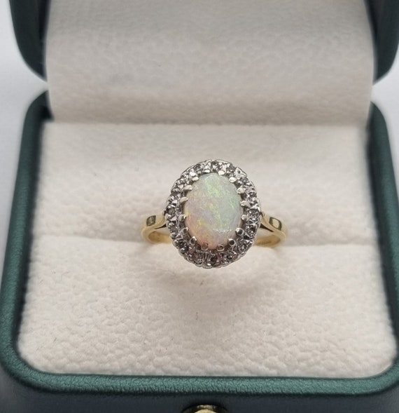 9ct Opal & Diamond Halo Ring