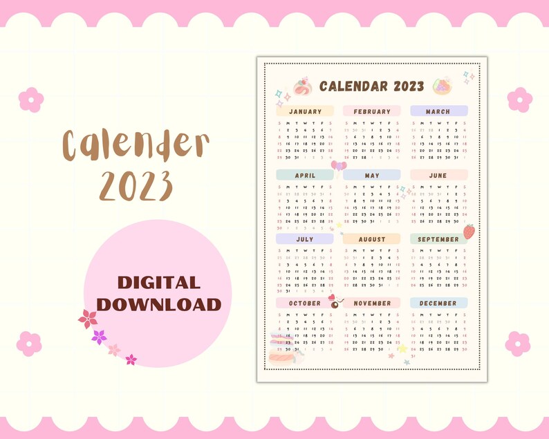 Cute Printable 2023 Calender Printable and Digital Version Lettersize Cute Printable 2023 Calender Printable and Digital Version Lettersize