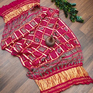 Pure Silk Ajrakh Hand block Print Designer Dupatta