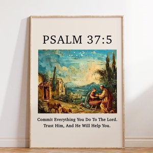Christian Wall Print, Psalm Scripture, Bible Verse Art, Christian Poster, Digital Download, Wall Decor, Printable Art, Gift For Christian