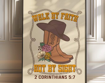 Retro Christian Wall Art, Bible Verse Print, Scripture Wall Art, Religious Print, Christian Poster, Digital Print, Wall Decor, Faith Print