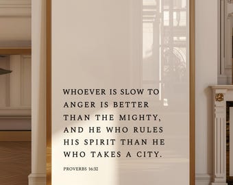 Proverbs 16:32 Print, Christian Wall Art, Bible Verse Printable Art, Modern Christian Printable, Minimalist Printable, Scripture Poster