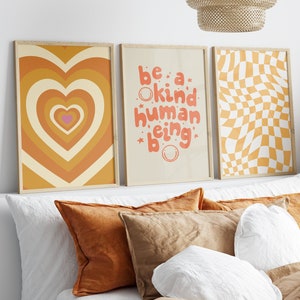 Retro Gallery Wall Art Set Of 3, Groovy Poster, Retro wall art, Trendy poster, Aesthetic Print, Retro Poster, Digital Download