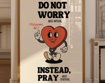 Retro Christian Poster, Philippians, Bible Verse Poster, Free Delivery, Trendy Christian Wall Art, Gift For Christians, Physical poster