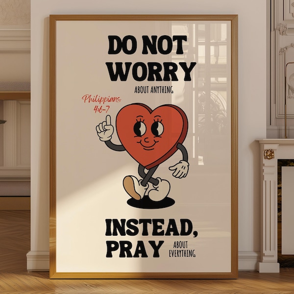 Póster cristiano retro, Filipenses, póster con versículo bíblico, envío gratuito, arte mural cristiano de moda, regalo para cristianos, póster físico