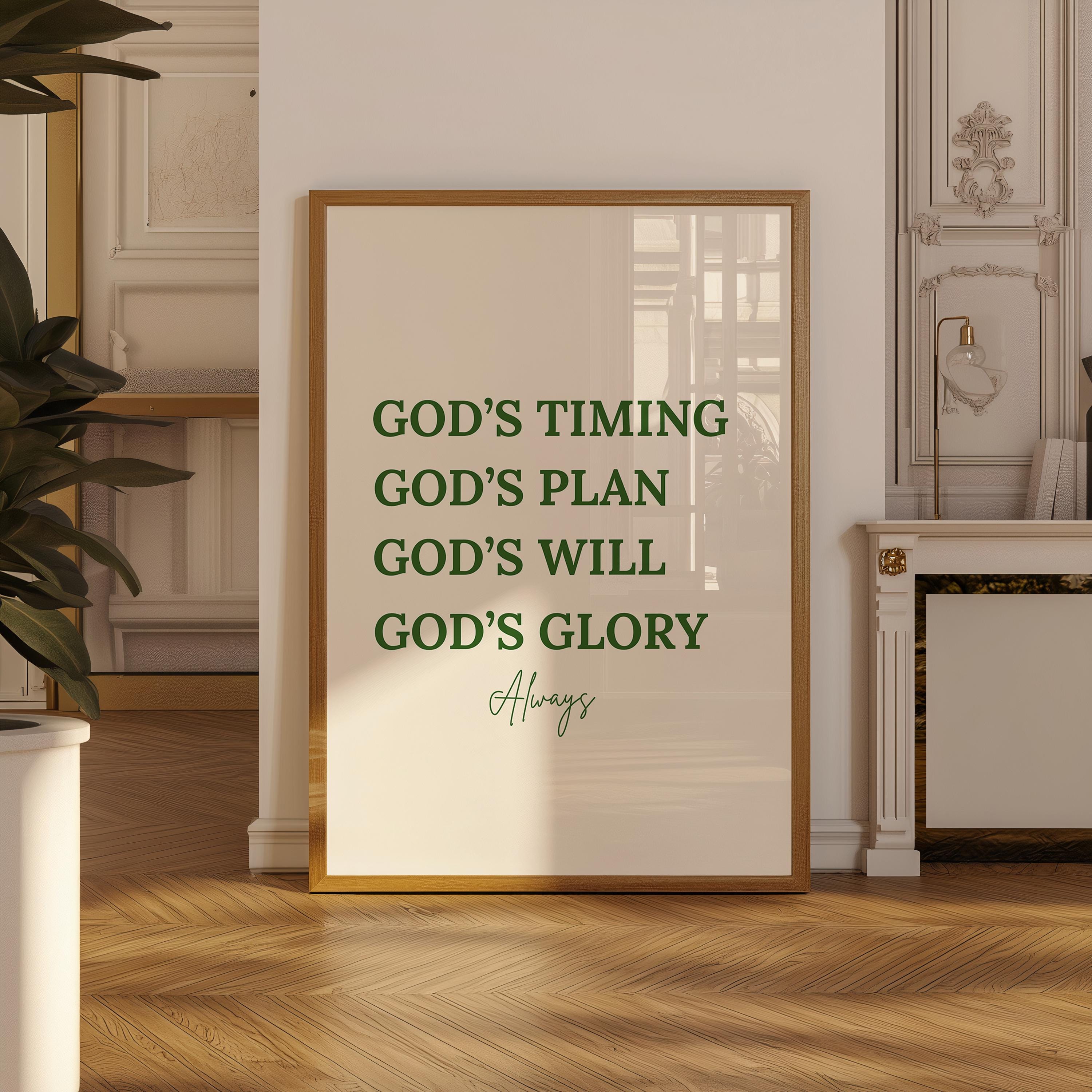 Modern Christian Wall Decor, Faith Wall Art, Bible Verse Print, Green ...