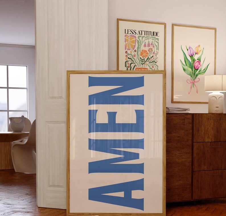 Amen Print, Jesus Typography Poster, Free Delivery, Trendy Christian ...
