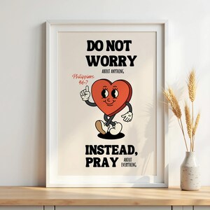 Philippians 4:6-7 Print, Retro Christian Wall Art, Trendy Bible Verse Poster, Prayer Room Decor, Religious Printable Art image 10