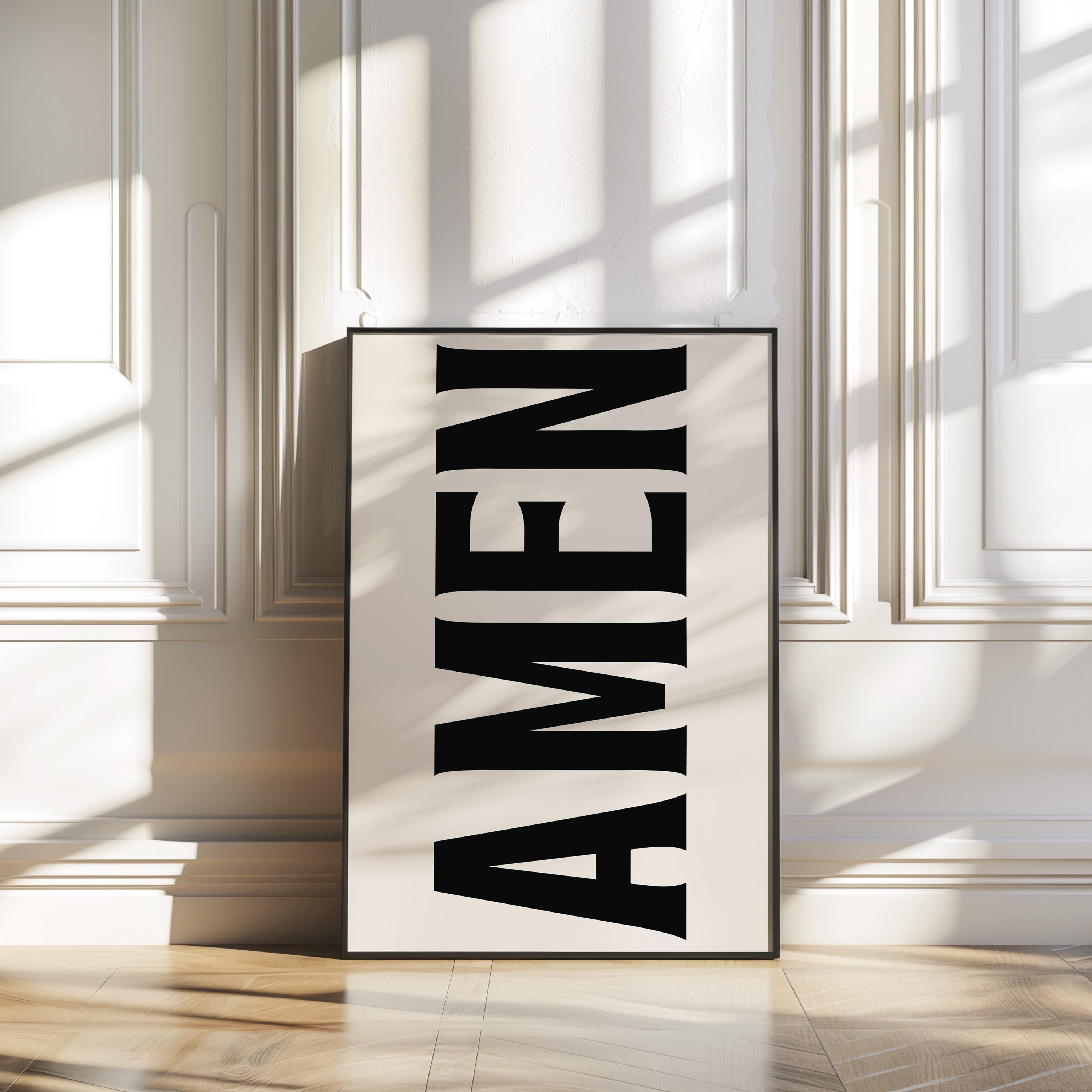 Amen Print, Jesus Typography Poster, Trendy Christian Wall Art, Retro Poster, Religious Wall Decor, Black Christian Poster, Christian Gifts