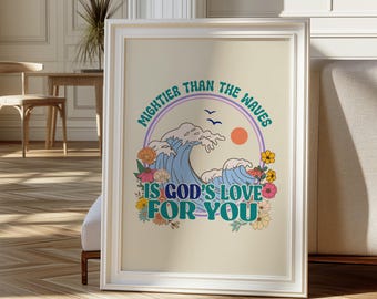 Retro Christian Wall Art Print, Religious Poster, Faith Print, Scripture Art, Christian Print, Bible Verse, Gift For Christians, Wall Decor