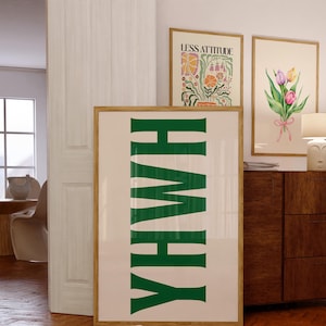 YHWH Print, Yahweh Typography Poster, Trendy Christian Wall Art, Retro Poster, Religious Wall Decor, Green Christian Poster, Christian Gifts