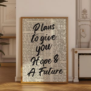 Plans to give you hope & future Print, Jeremiah Bible Verse Wall Art, Christian Scripture Poster, Bold Typography print, Prayer Room Decor
