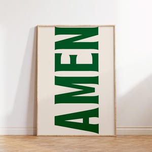 Amen Print, Jesus Typography Poster, Trendy Christian Wall Art, Retro ...
