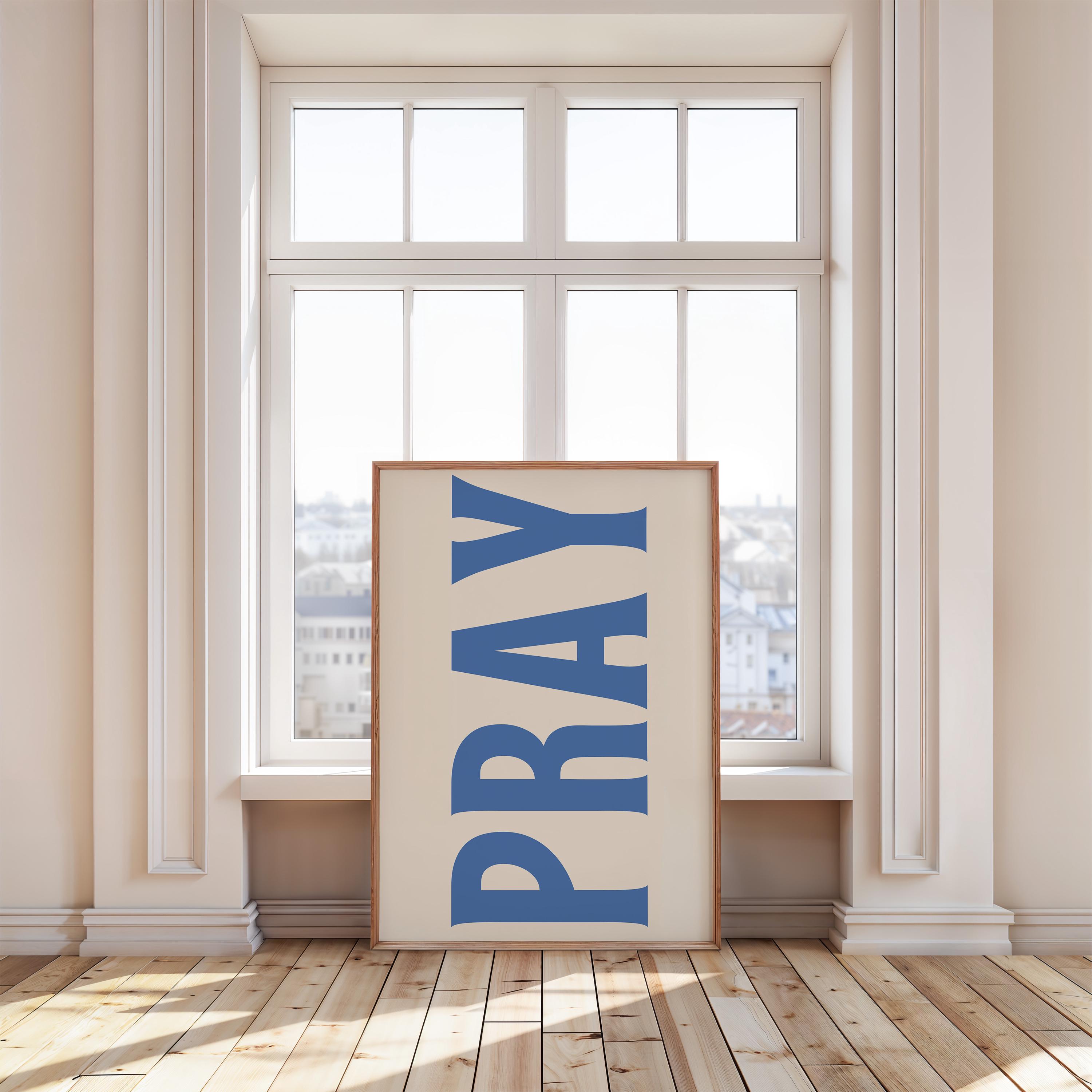 Pray Print, Jesus Typography Poster, Trendy Christian Wall Art, Retro ...