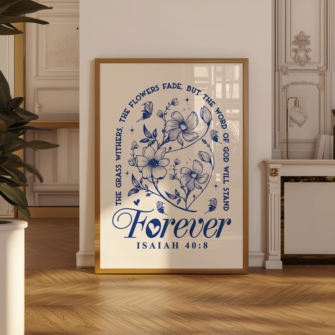 Isaiah Bible Verse Print, Blue Christian Wall Art for Wall Decor ...