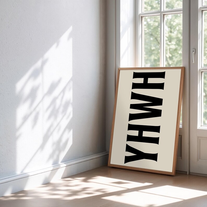 Yhwh Lettering YHWH Print, Yahweh Typography Poster, Trendy Christian Wall Art, Retro ...