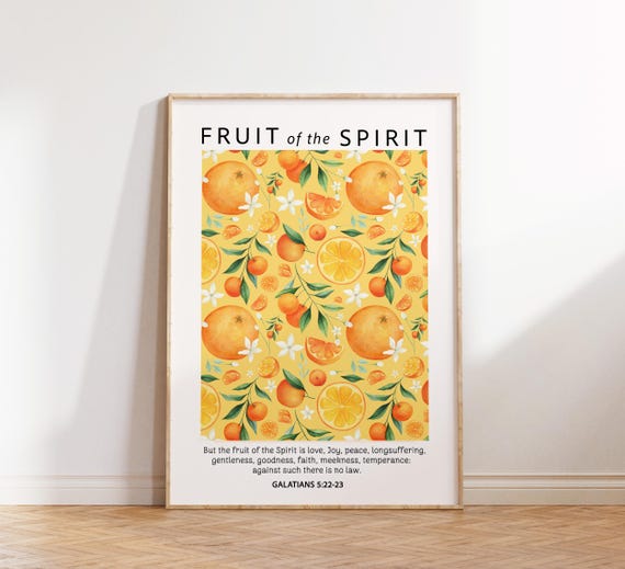 Christian Wall Art, Fruit of the Spirit Citrus Wall Art, Faith Print, Christian Poster, Printable Bible Verse, Scripture Wall Art, Galatians