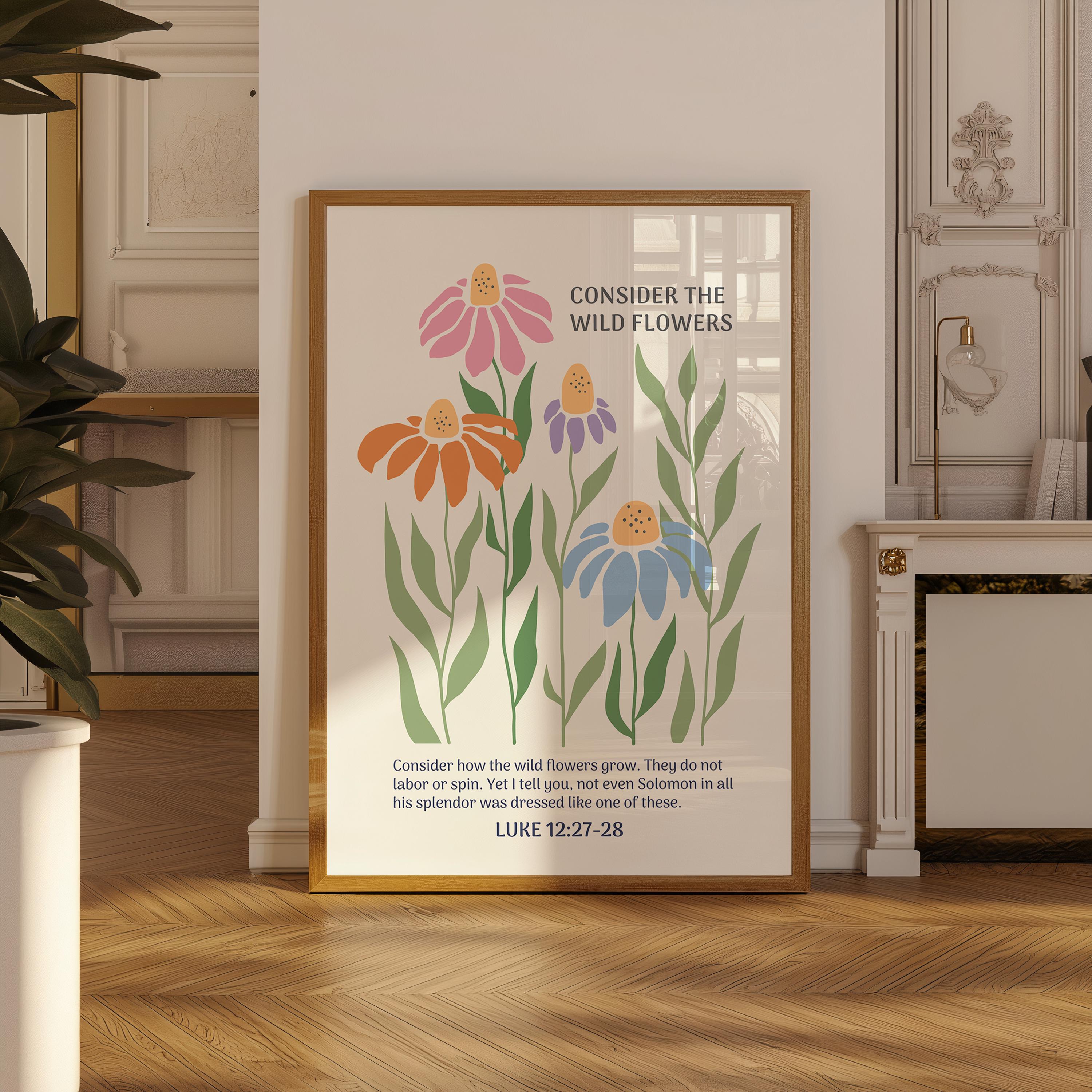 Christian Wall Print, Wildflower Bible Verse, Luke Print, Scripture Art ...