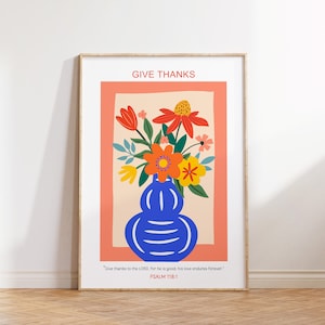 Arte de pared floral cristiano, cartel religioso, Escritura del salmo, impresión de versículos bíblicos de flores, cartel de otoño, cartel de Acción de Gracias, regalo para cristianos