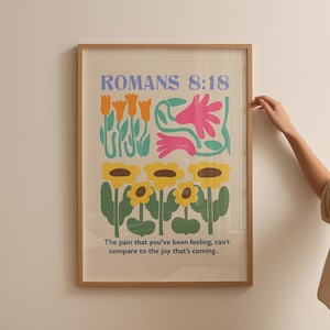 Romans 8:18 Scripture, Christian Wall Art Print, Religious Poster, Digital Faith Poster, Bible Verse Print, Baptism Gift, Gift for Christian