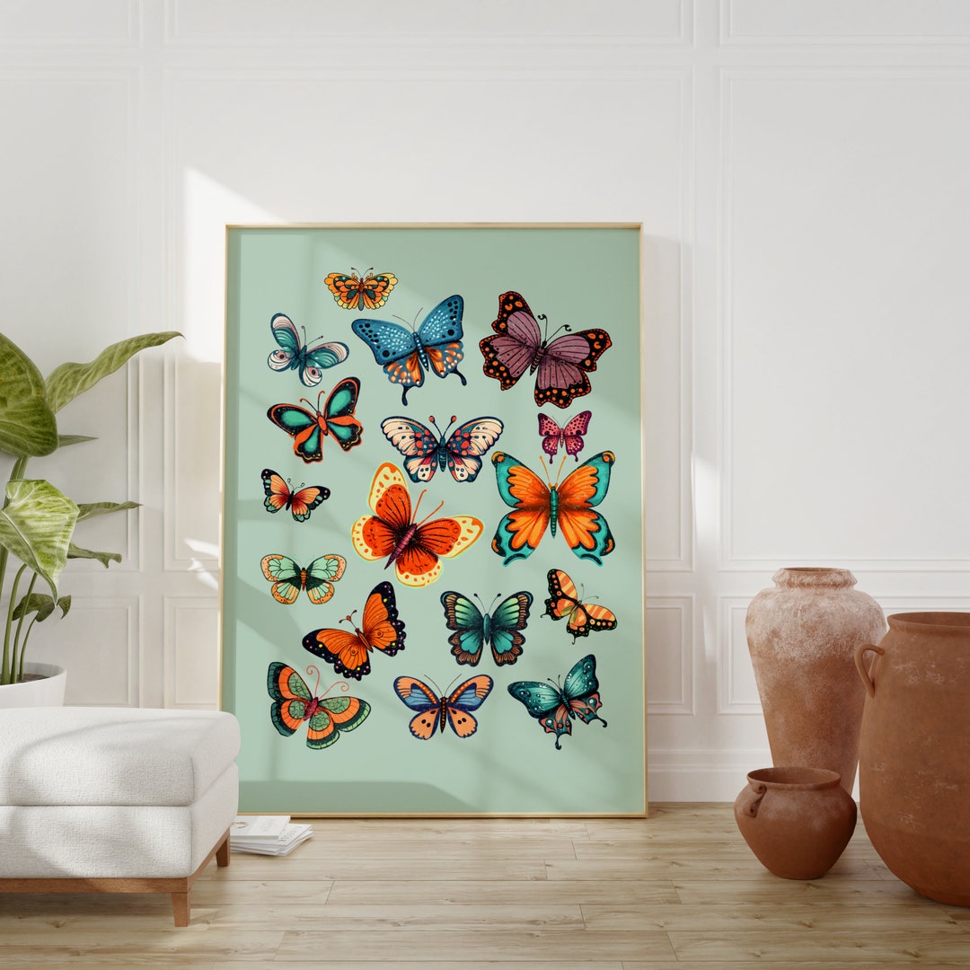 Vintage Butterfly Wall Art, Butterflies Print, Printable Wall Art