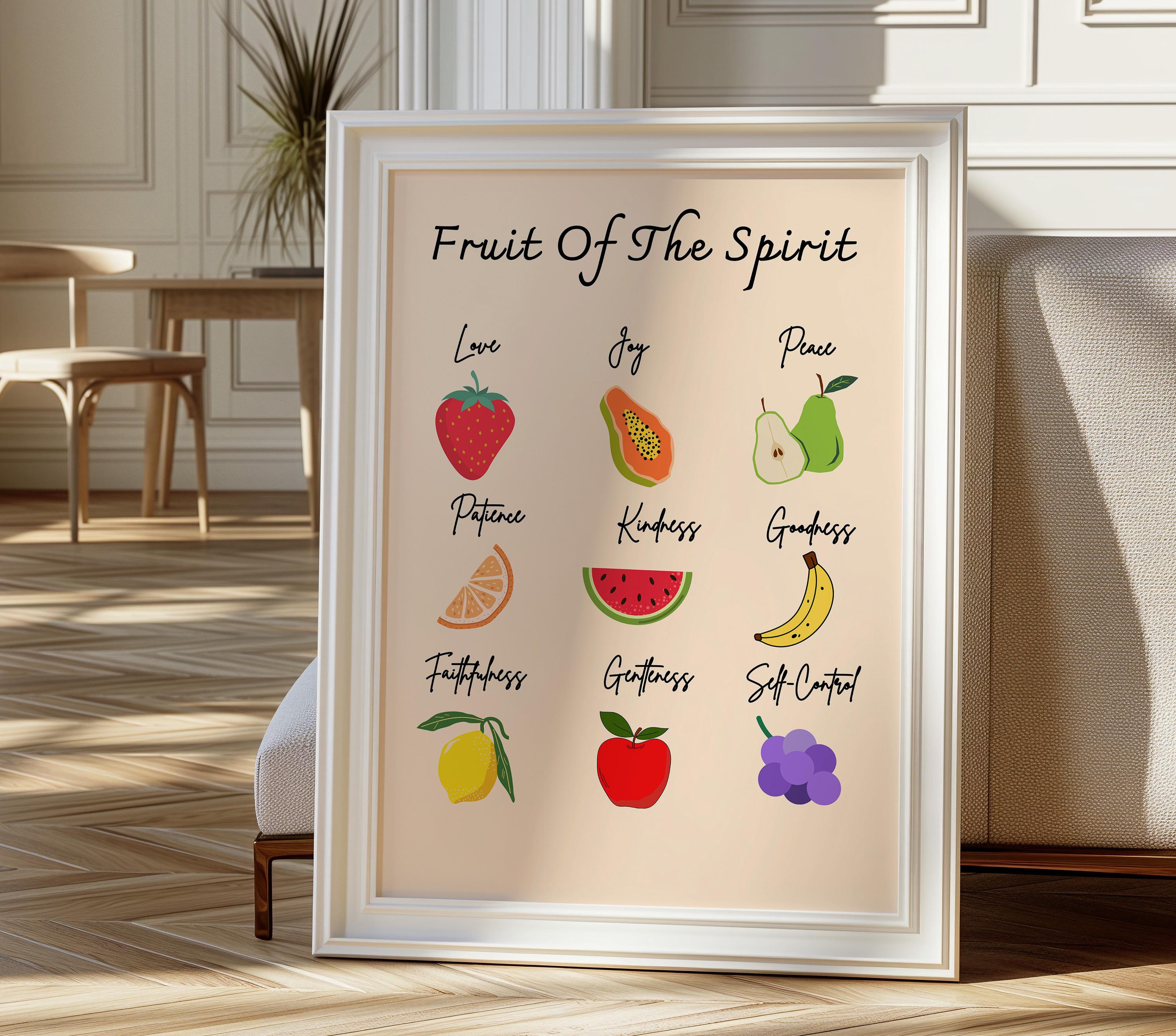 Fruit of the Spirit Art Print, Retro Christian Wall Art, Scripture Art ...