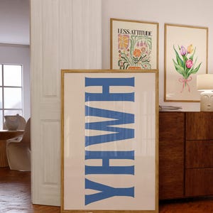 YHWH Print, Yahweh Typography Poster, Trendy Christian Wall Art, Retro Poster, Religious Wall Decor, Blue Christian Poster, Christian Gifts