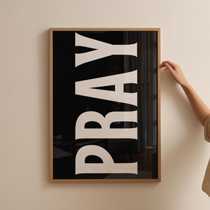 Pray Print, Jesus Typography Poster, Trendy Christian Wall Art, Retro ...