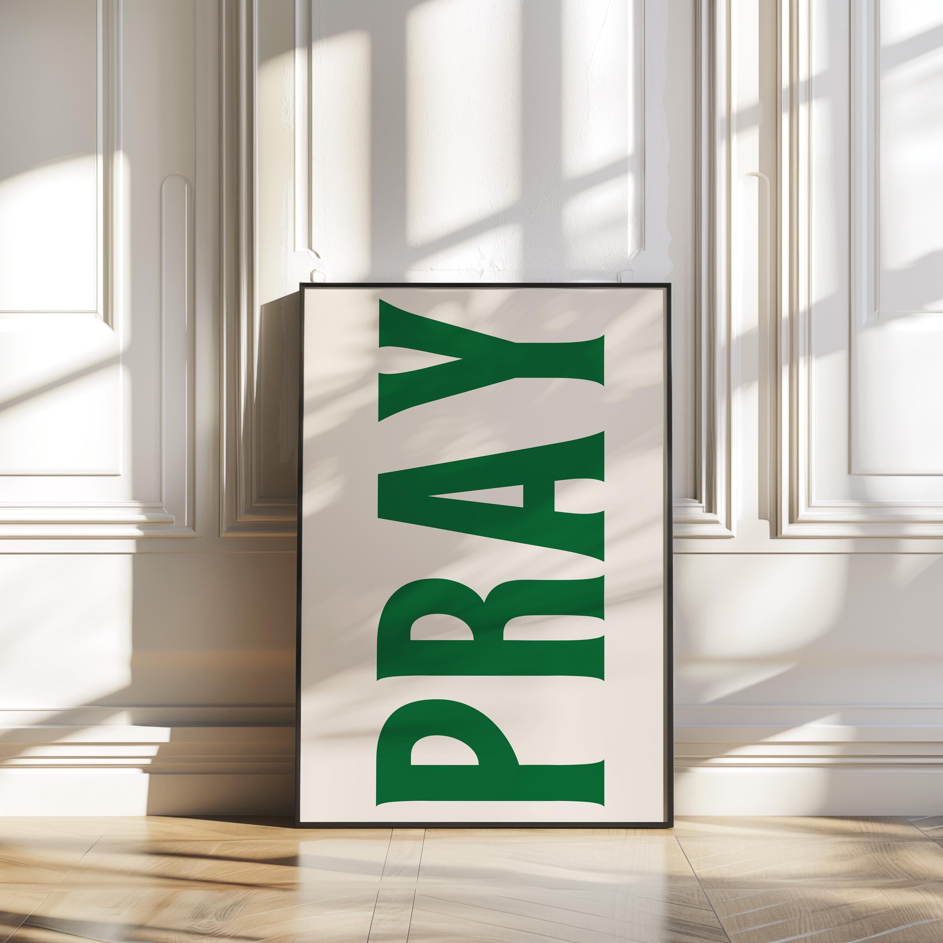 Pray Print, Jesus Typography Poster, Trendy Christian Wall Art, Retro ...
