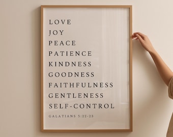 Galatians 5:22-23, Fruit of the Spirit Wall Art, Christian Wall Print, Bible Verse Wall Art, Scripture poster, Christian Printable, Faith