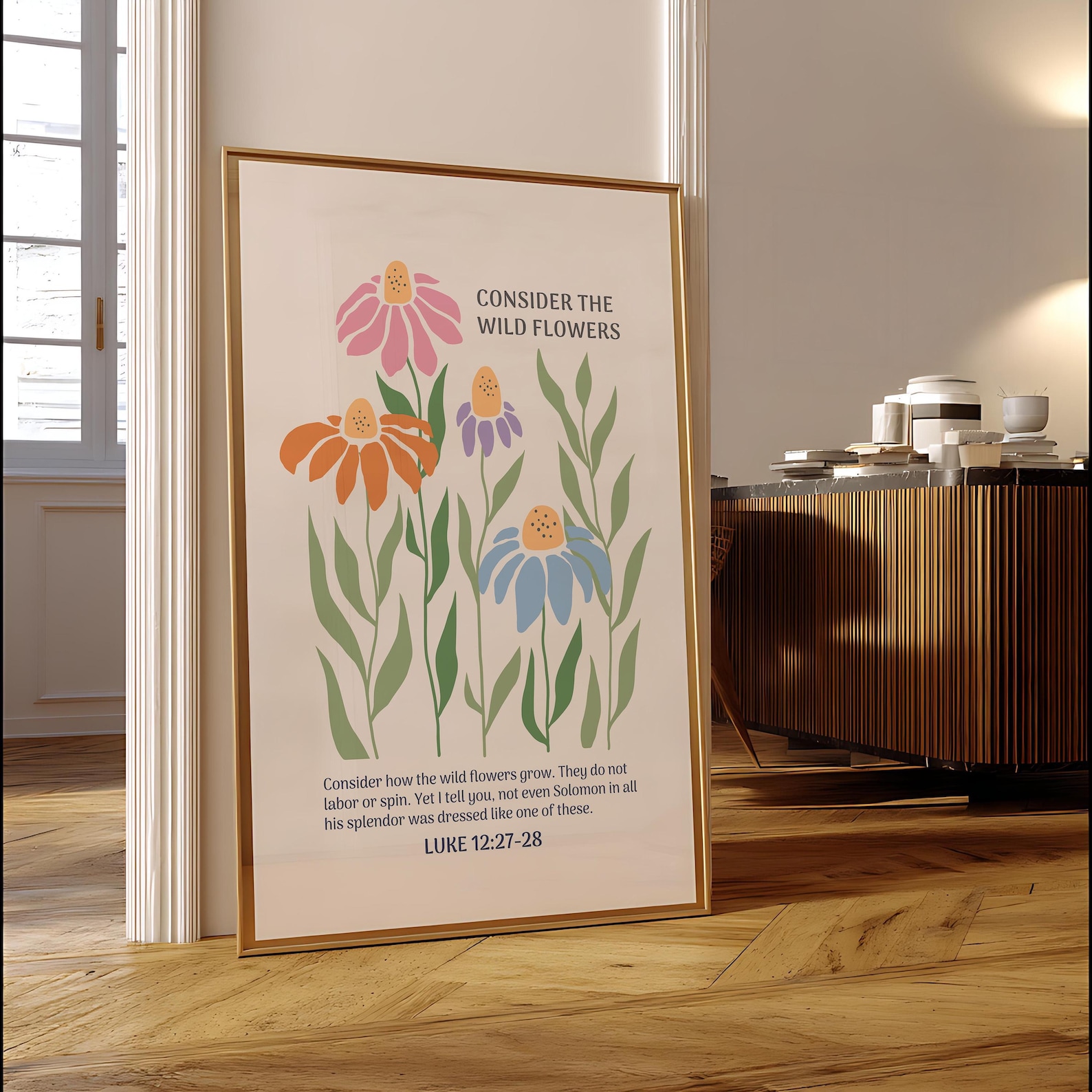 Wildflower Scripture Christian Wall Print, Wildflower Bible Verse, Luke Print, Scripture Art ...