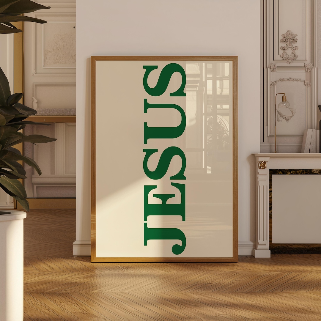 Jesus Print | Modern Christian Wall Art (digital Download) | Green ...