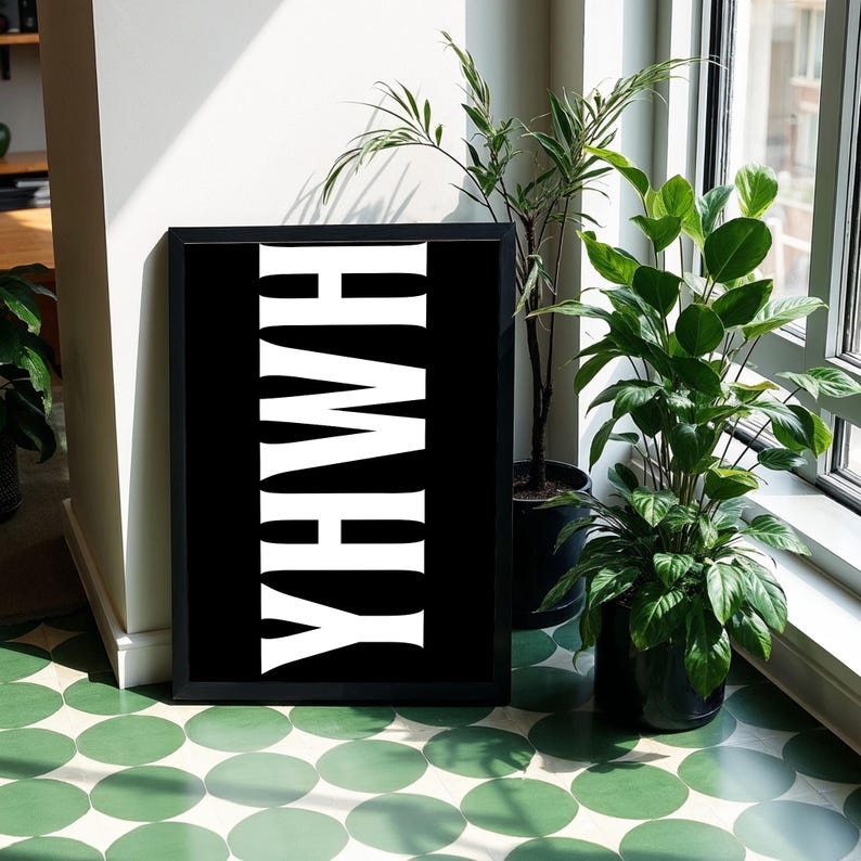 Yhwh Lettering YHWH Print, Yahweh Typography Poster, Trendy Christian Wall Art, Faith ...