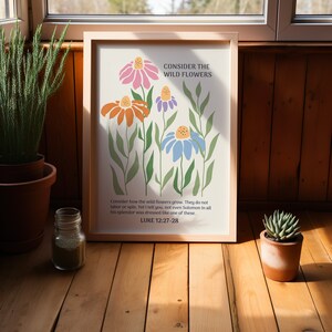 Christian Wall Print, Wildflower Bible Verse, Luke Print, Scripture Art ...