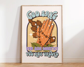 Impresión de arte de pared cristiano retro, póster cristiano retro, arte de las Escrituras, versículo bíblico, descarga digital, decoración de pared, regalo para cristianos