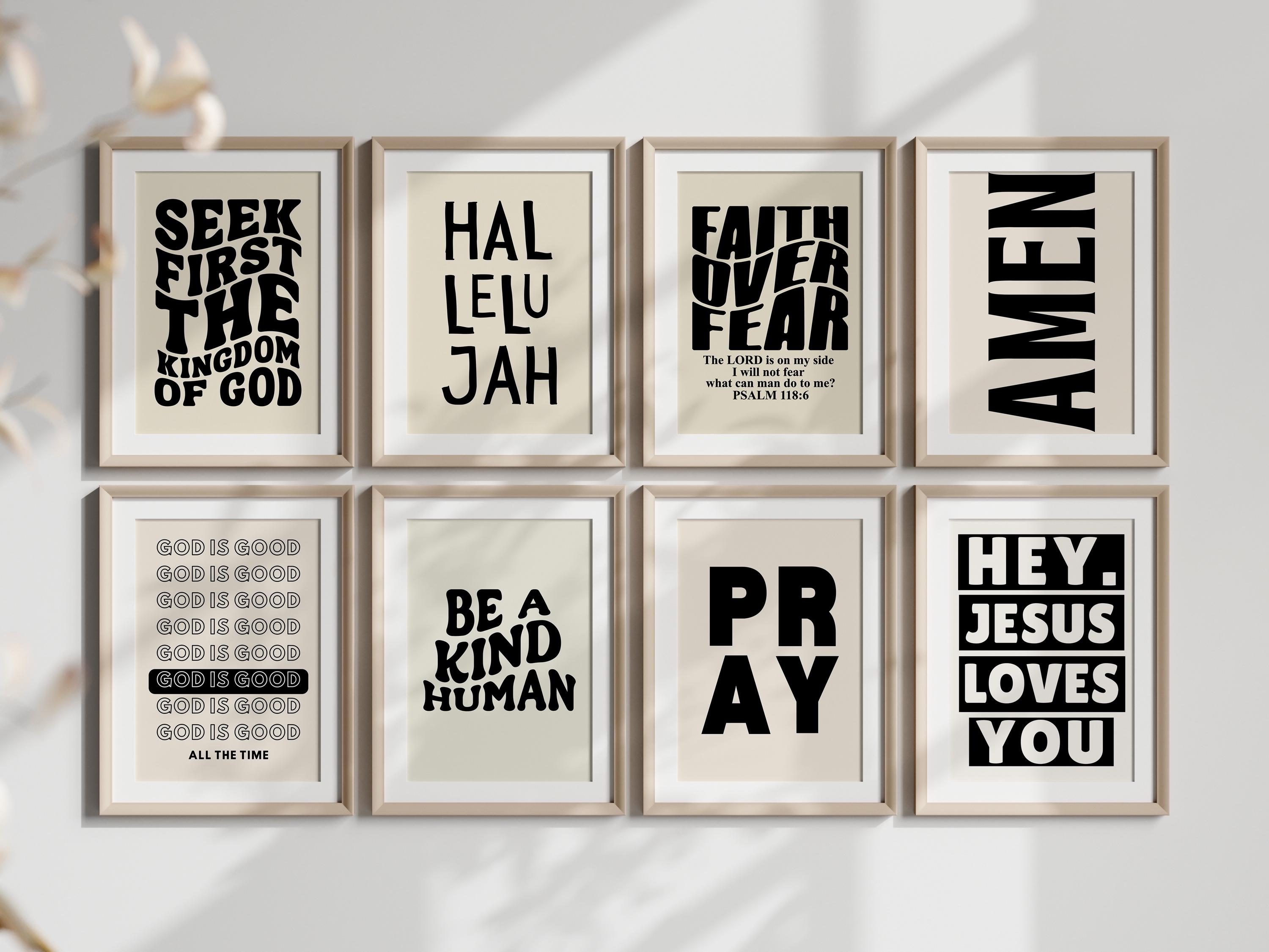 Christian Wall Art Bundle Black Set of 9, Bible Verse Prints, Faith ...
