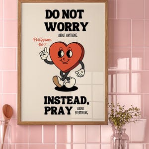 Philippians 4:6-7 Print, Retro Christian Wall Art, Trendy Bible Verse Poster, Prayer Room Decor, Religious Printable Art image 11