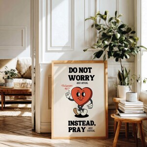 Philippians 4:6-7 Print, Retro Christian Wall Art, Trendy Bible Verse Poster, Prayer Room Decor, Religious Printable Art image 8