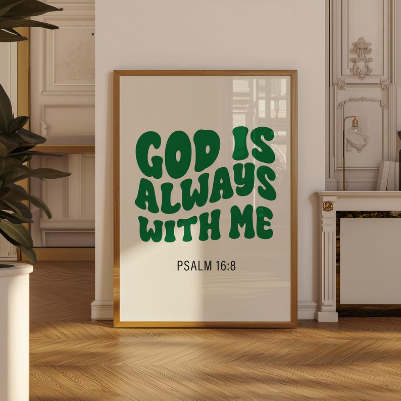 Retro Christian Wall Print, Psalm Scripture Art, Religious Print, Bible Verse, Digital Download, Wall Decor, Printable Art, Christian Gift image 1