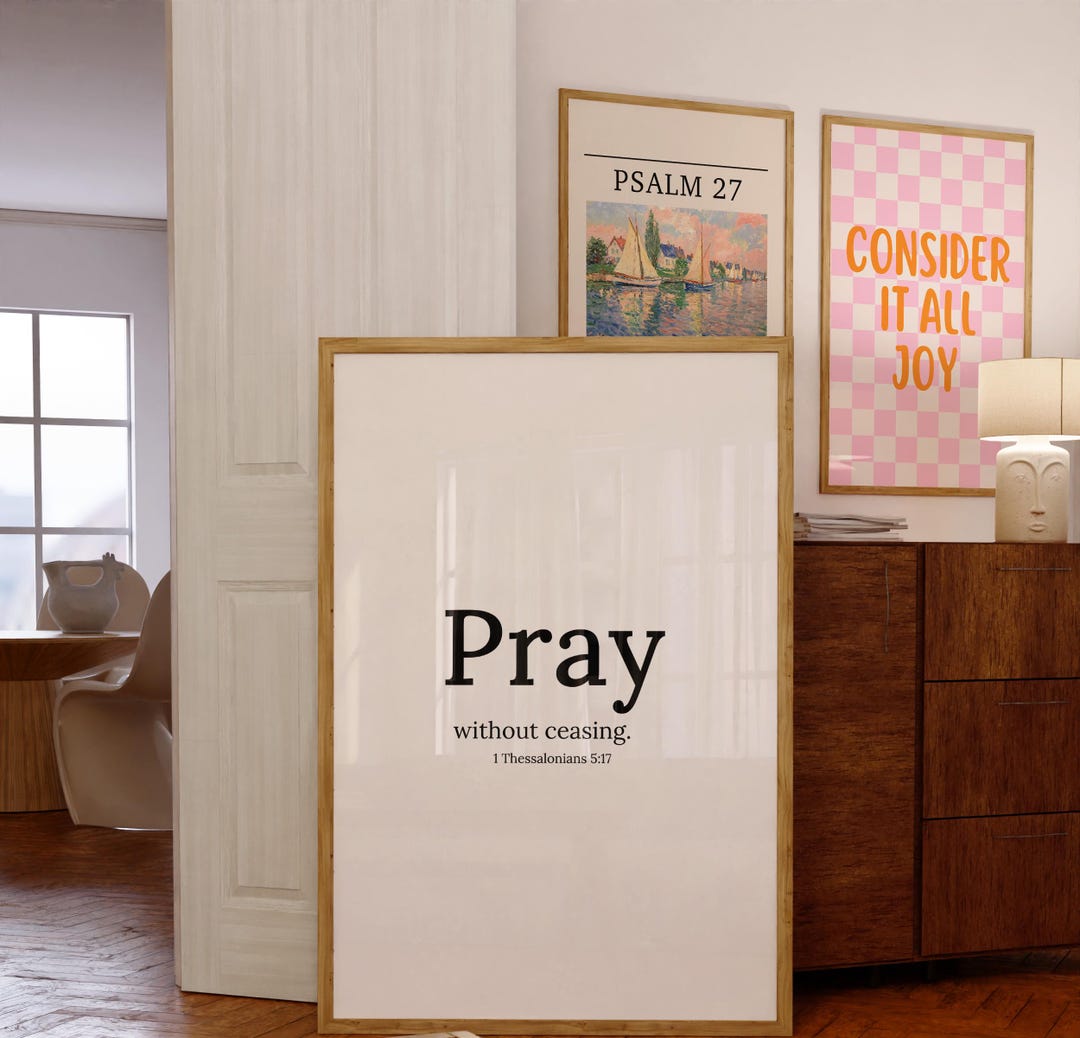 Pray Without Ceasing Print: Retro Christian Wall Art (digital Download ...