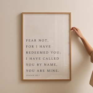 Isaiah 43:1 Fear Not Print, Modern Christian Wall Art, Bible Verse Wall Art, Large Printable Art, Scripture Poster, Prayer Room Decor