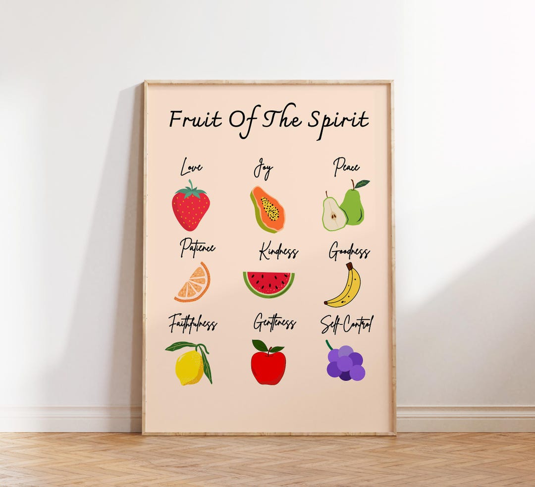 Fruit of the Spirit Art Print, Retro Christian Wall Art, Scripture Art ...