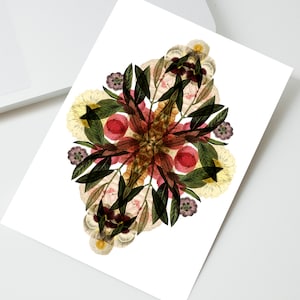 Postal de flores vintage, tarjeta rústica de aniversario, tarjeta elegante de cumpleaños imprimible, tarjeta de felicitación de arte, impresión digital, tarjeta en blanco imprimible
