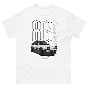 AE86 White Unisex T-Shirt Hachi Roku GR86 BRZ FRS GT86 Initial D Takumi Fujiwara Drifting Toyota Subaru Scion Men&#39;s Gift Wear