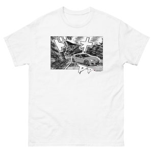 Camiseta unisex blanca Midnight Drift Run Hachi Roku GR86 BRZ FRS GT86 Initial D Takumi Fujiwara Drifting Regalo para hombre