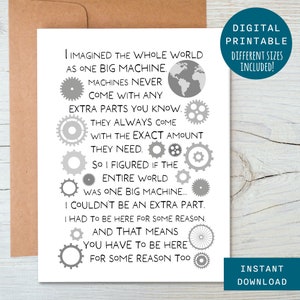 Digital Printable Greeting Card A5 + 5 x 7&quot; - Hugo Film Quote Card