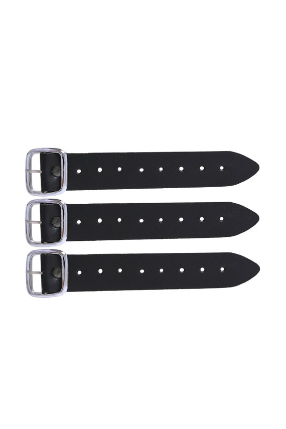 Kilt Strap With Buckle Extender Black Genuine Leather Straps 1.25 Inch Wide  8 Inch Length Set of Three Highland Kilt for Men Extension 