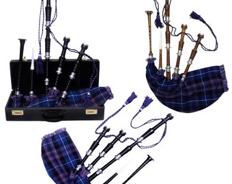 Great Highland Bagpipes for Beginners/ Scottish Bagpipe Black Finish Pride of Scotland Cover Practice chanter Free Bag Hemp Tutor Book Reeds